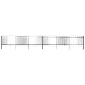 Garden Fence with Hoop Top Steel 10.2x1.2 m Black