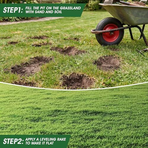Lawn Leveling Rake  Level Your Lawn 3X Faster, 43x25cm,Perfect Weight Balance, Heavy Duty Gardening Tools with Adjustable Handle, Not Too Heavy,Not Too Small,Easy for Soil & Sand Spreading for Garden