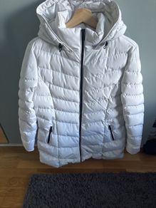 Women's White Padded Ski 3/4 Length Jacket