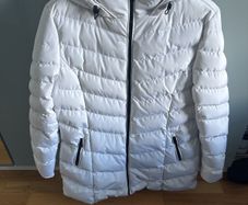 Women's White Padded Ski 3/4 Length Jacket