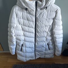 Women's White Padded Ski 3/4 Length Jacket