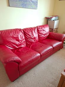 2 sofas red leather