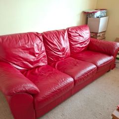 2 sofas red leather