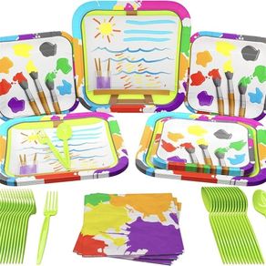 Kids/Boys Party Paper Plates, Napkins and Plastic Cutlery 16 person set