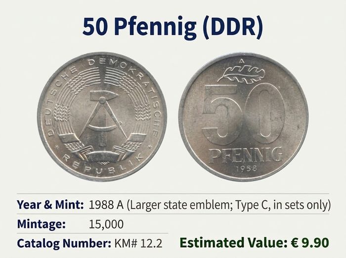 Rare East Germany DDR 1988 UNC Mint Coins set & Struck medal
