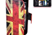 UK Flag Skin Card Slots Wallet PU Leather Protector Cover Case For HTC One M7
