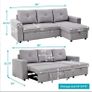 Light grey velvet Corner Sofa Bed with Storage & Pull-Out Base Free delivery Image 5