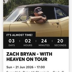 Zach Bryan Sunday 21st June x4 seated tickets