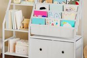 Kids Bookshelf and Toy Storage, Children's Bookcase with 3-Tier Storage Shelf and 2 Drawers, Toddler Bookshelf for Kids Room, Nursery, Classroom, White