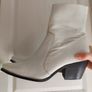 White 100% Leather Cowboy Western Ankle Boots Pointed Toe Heel EU 40 Image 2