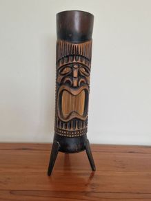 Vintage HandCarved Wooden Tribal / Tiki Style Lamp Base  45cm