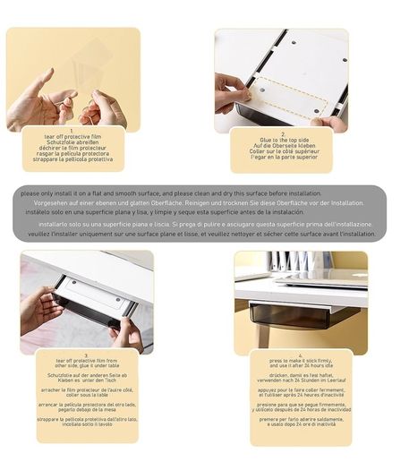 Brand New TUKA 2x 1.7L Under Desk Drawers 21x18x5.4cm, Self-Adhesive Drawers,