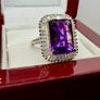 Amethyst Moissanite Halo Ring Image 10