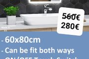LED Bathroom Mirror Speakers Defogger 60x80cm Touch Switch Makeup Cosmetic Illuminated Cool Cold Light Ensuite Vanity