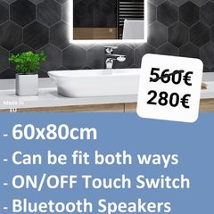 LED Bathroom Mirror Bluetooth Speakers Demister Antifog