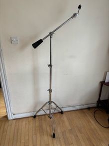 Vintage Pearl Chrome Cymbal Boom Stand With Double Braced Legs And Counterweighted Arm For Stability