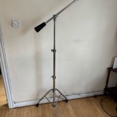 Vintage Pearl Chrome Cymbal Boom Stand With Double Braced Legs And Counterweighted Arm For Stability