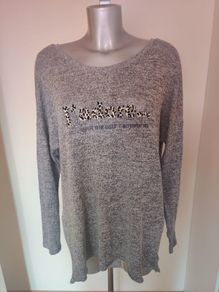 River Island J'adore grey jumper size UK18 EU46 Postage included