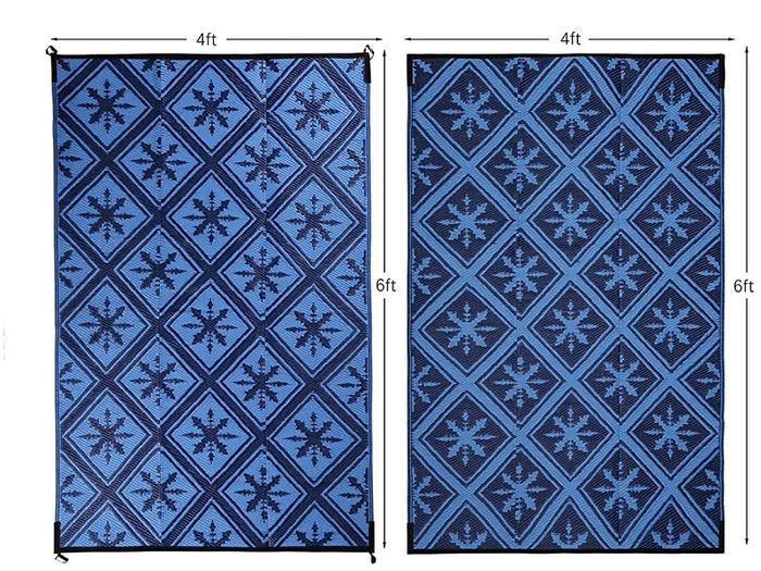 Outdoor Rugs for Garden Patios, 4x6ft Plastic Weatherproof Woven Picnic Blankets, Reversible & Easy Cleaning Deck Carpet Camping Mats (FREE SHIPPING)