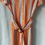 Bershka Orange Striped Midi Shirt Dress with Belt Image 5