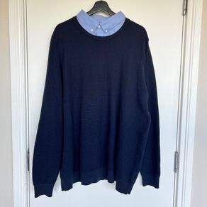NEW Mens Navy 2 in 1 Knit Jumper 3XL