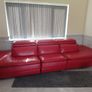 Red Italian leather sofa Image 2
