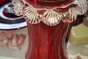 Beautiful Cranberry Glass Vase in Good Condition no chips or cracks Postage Available
