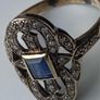 Gold Ring sapphire diamond Art Deco Antique Image 4
