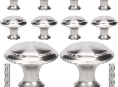 10pcs Zinc Alloy Cabinets Knobs Handles, Round Silver Drawer Knobs for Old Kitchen and Cupboard Makeovers, Silver (FREE POSTAGE)