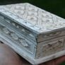 Wooden Carved Box | White Washed 4,6" x 3" H-2,2" Image 4
