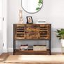 _Sideboard, cabinet with 2 drawers and doors, 1 shelf, for dining room, living room, kitchen, 100 x 35 x 84.5 cm, industrial design, vintage brown-black Image 2
