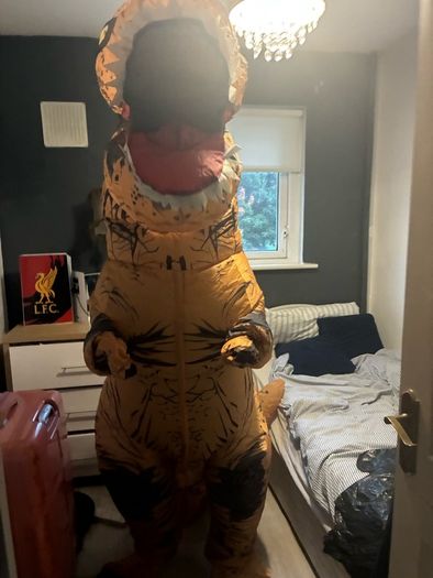 Adult inflatable costume dinosaur