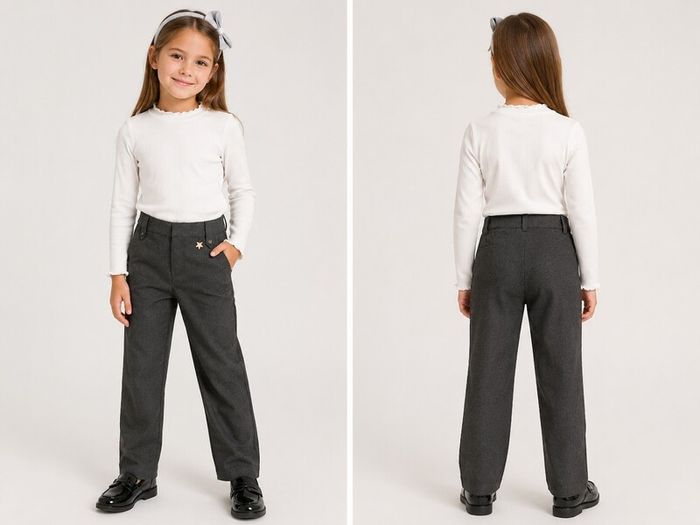 F&F Girls' grey School Trousers  Age 6 7 Years