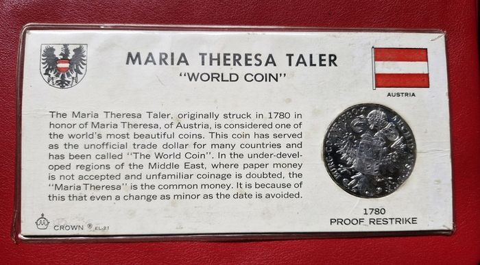 1780 Maria Theresa Taler Proof Restrike Silver Coin In Card