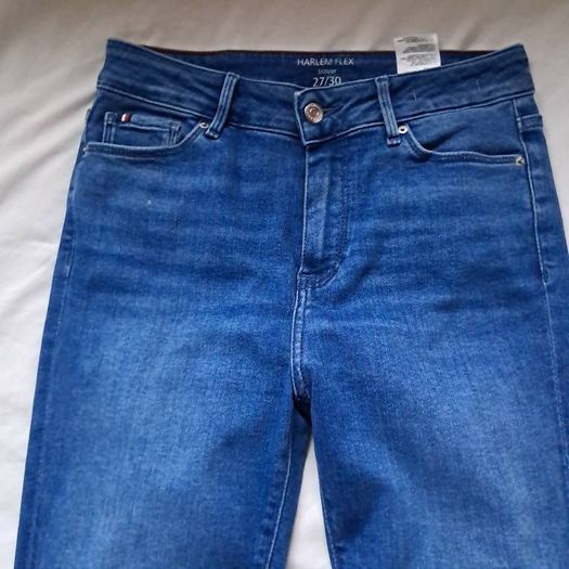 tommy hilfiger harlem flex super skinny jeans Size 27/30 mid rise zip fly