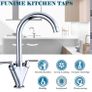 Kitchen Sink Mixer Taps Monobloc Swivel Spout Chrome Brass Dual Lever with Hoses (FREE POSTAGE) Image 3