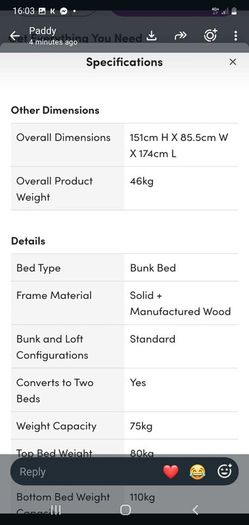 Small single bunk bed