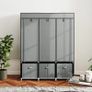 Foldable Fabric Wardrobe for Bedroom, Portable Wardrobe with 5 Shelves, 2 Hanging Rails and 3 Fabric Drawers, Light Grey Image 8