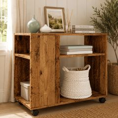 Space-Saving Mobile Side Table  Rolling Storage Cabinet for Living Room & Home Office
