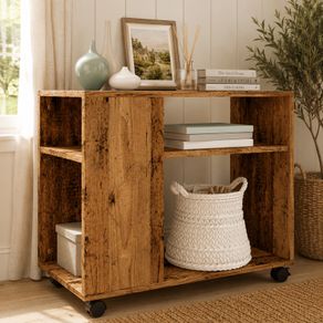 Space-Saving Mobile Side Table  Rolling Storage Cabinet for Living Room & Home Office
