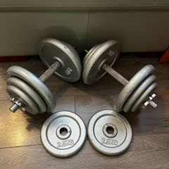2x19.6kg cast iron spinlock dumbbells