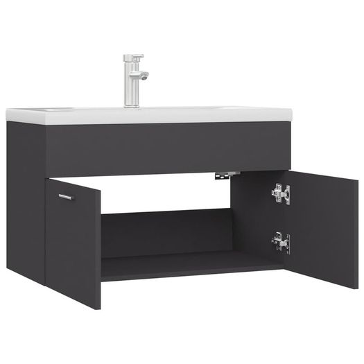 Sink Cabinet with Built-in Basin Grey Chipboard