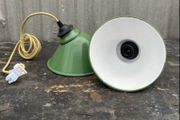 Antique enamel shades with new bulb holders and cable