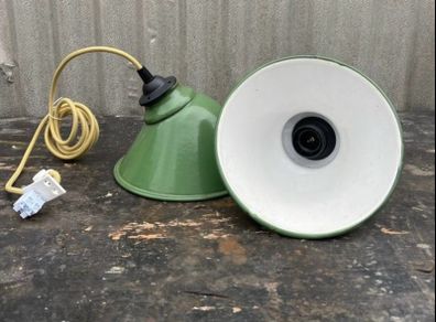 Antique enamel shades with new bulb holders and cable