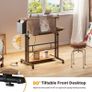 Standing Desk with Power Outlets & Strip Lights, Height Adjustable Rolling Desk with Tilting Table Top, Sit-Stand Workstation with Wheels, Cup Holder, Hook, Storage Bag, 80 x 60 cm Image 6