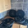squat rack, bench, barbell and weights Image 2