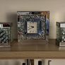 Silver clock and candle holders Image 2