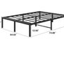 4ft6 Double Bed Frames, 36cm High Metal Platform Bed Frames Double with Storage Under Bed/Steel Slats Mattress Base, No Box Spring Needed, Enhanced Support Noise Free, Black Image 5