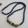 Antique Mosiac Style Gabri Glass Beads Pendant With African Blue Glass Beads Necklace Image 3