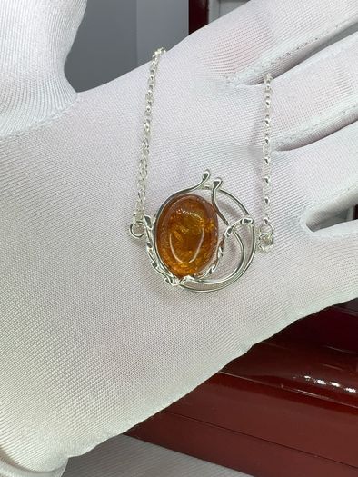 Silver bracelet Amber Solitaire Bracelet A Piece of Ancient Sunlight